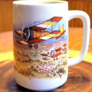VTG Tall Otagiri Airplane Aviation Bi-Plane Flying Mug